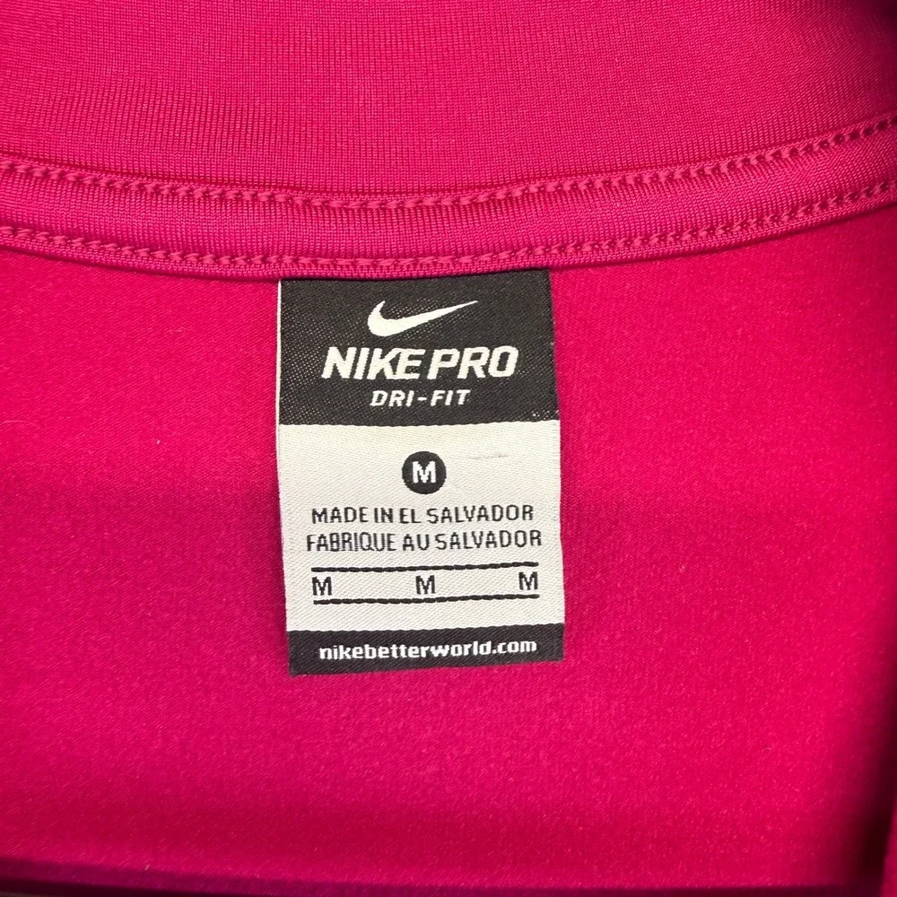 Nike Pro Dri-FIT Pullover Womens M Pink El Salvador Poly 1/2 Zip Thumbhole Top